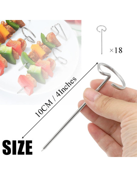 Pinchos de Kebab de Acero Inoxidable OULIGET 10 cm - 18 Piezas