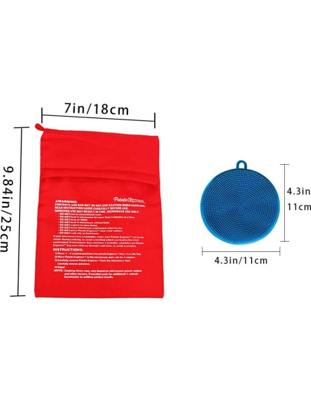 Kit de Cocina Roucerlin: 3 Bolsas para Papas y 3 Cepillos