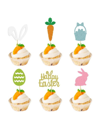 12 Adornos de Cupcake de Pascua Ncozwo - Acrílico Seguro