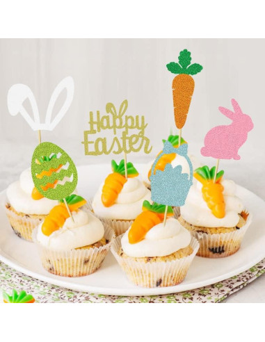 12 Adornos de Cupcake de Pascua Ncozwo - Acrílico Seguro