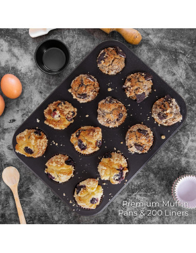 Moldes para Muffin Antiadherentes CARTMAN 12 Tazas x 2 + 200 Forros