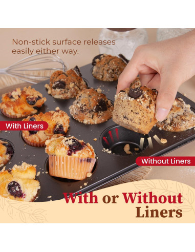 Moldes para Muffin Antiadherentes CARTMAN 12 Tazas x 2 + 200 Forros