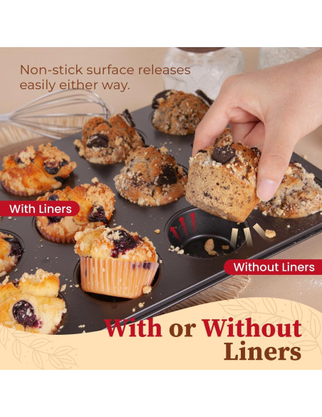 Moldes para Muffin Antiadherentes CARTMAN 12 Tazas x 2 + 200 Forros