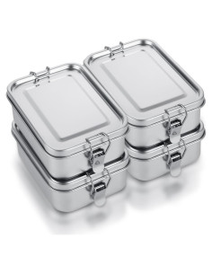 Caja Bento Acero Inoxidable ZOFORTY 4Pcs 850ml a Prueba de Fugas