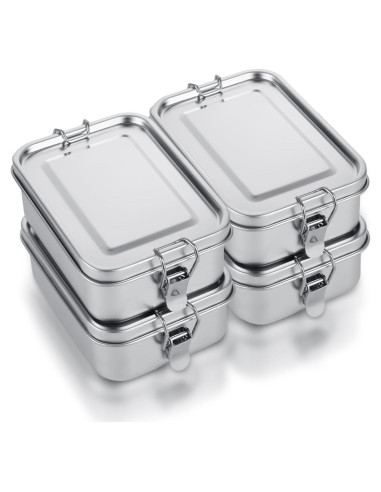 Caja Bento Acero Inoxidable ZOFORTY 4Pcs 850ml a Prueba de Fugas