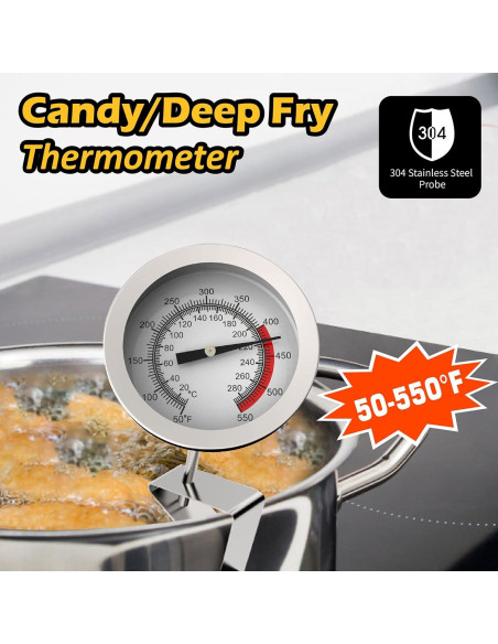 Termómetro de Caramelo con Clip para Olla 20,32 cm - Acero Inoxidable