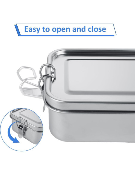 Caja Bento Acero Inoxidable ZOFORTY 4Pcs 850ml a Prueba de Fugas