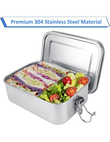 Caja Bento Acero Inoxidable ZOFORTY 4Pcs 850ml a Prueba de Fugas