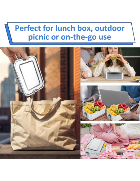 Caja Bento Acero Inoxidable ZOFORTY 4Pcs 850ml a Prueba de Fugas