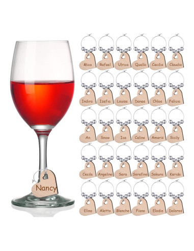 Encantos de Vino de Madera Chinco - 30 Piezas para Copas