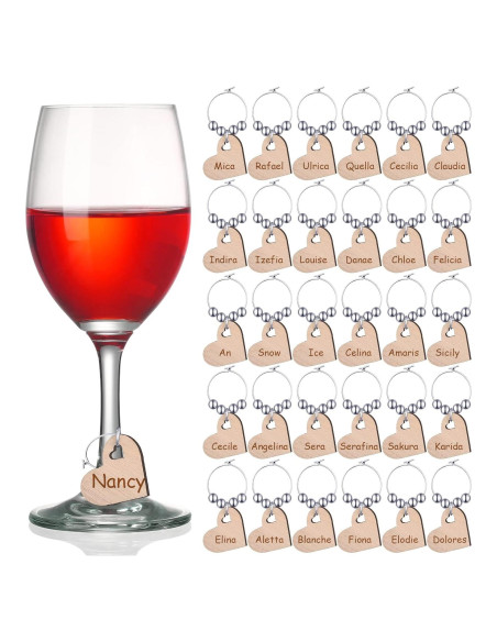 Encantos de Vino de Madera Chinco - 30 Piezas para Copas