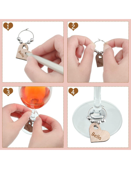 Encantos de Vino de Madera Chinco - 30 Piezas para Copas