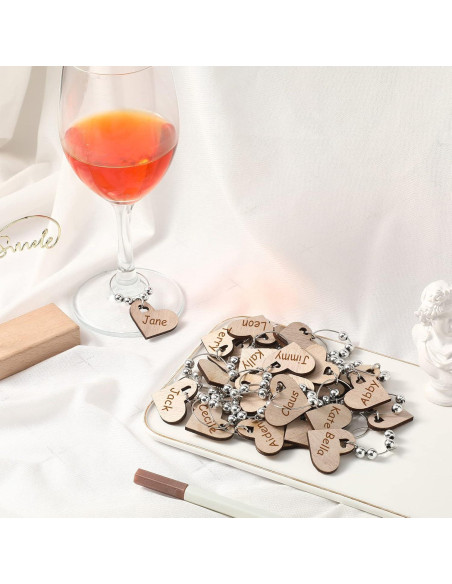 Encantos de Vino de Madera Chinco - 30 Piezas para Copas