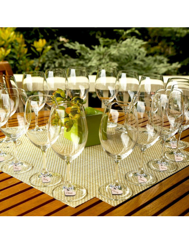 Encantos de Vino de Madera Chinco - 30 Piezas para Copas