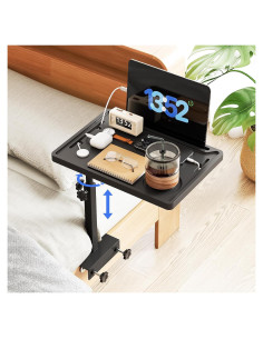 Estante de Cama NiHome Ajustable con Bandeja Plegable Negra