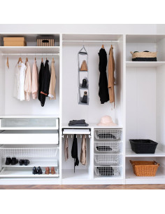 Organizador de bolso colgante uxcell gris 3 bolsillos 40x16x95cm 2