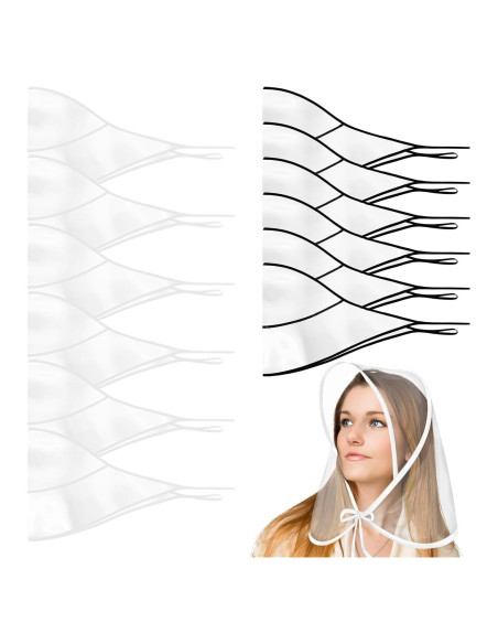 12 Gorros de Lluvia Transparentes Cididu con Visera Reutilizables