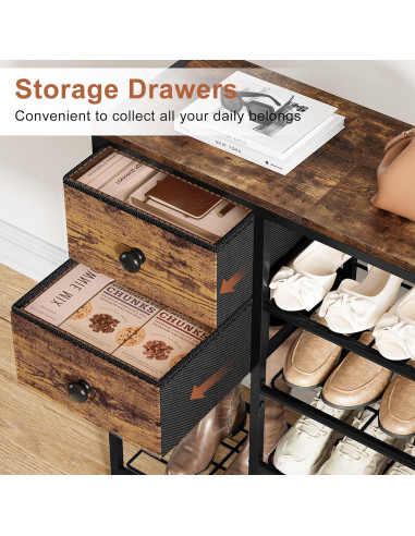 Estante para zapatos UNITSTAGE 5 niveles marrón rústico 95.2x27.5x80.5 cm