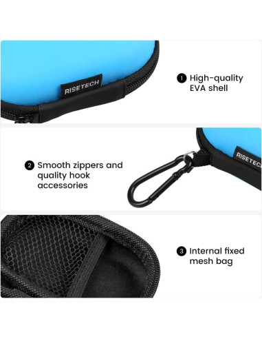 Estuche para Auriculares RISETECH EC06 Azul - EVA Duro, Compacto