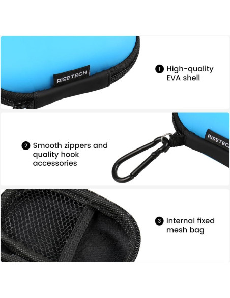 Estuche para Auriculares RISETECH EC06 Azul - EVA Duro, Compacto