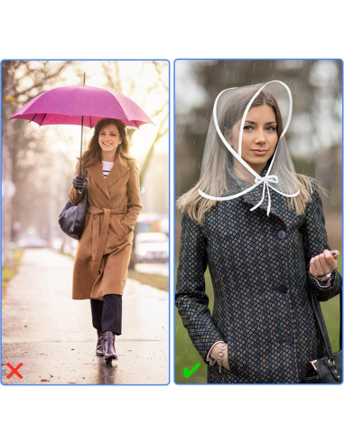 12 Gorros de Lluvia Transparentes Cididu con Visera Reutilizables