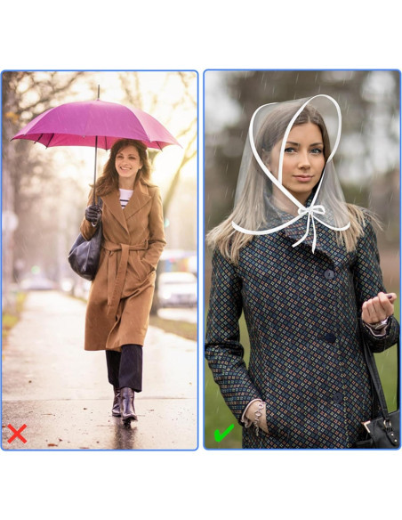 12 Gorros de Lluvia Transparentes Cididu con Visera Reutilizables