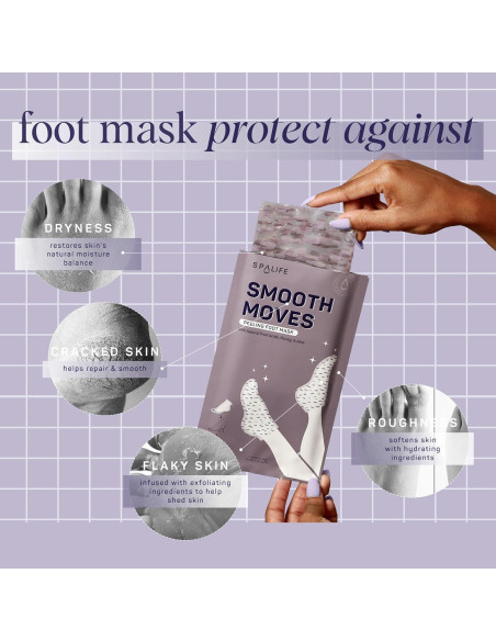 Máscara Exfoliante para Pies SpaLife - Paquete de 8 Unidades