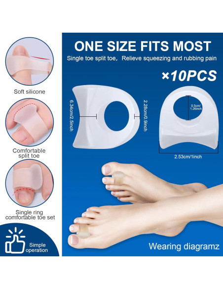 Separadores de Dedos de Silicona Viexpand - 10 Pcs para Juanetes