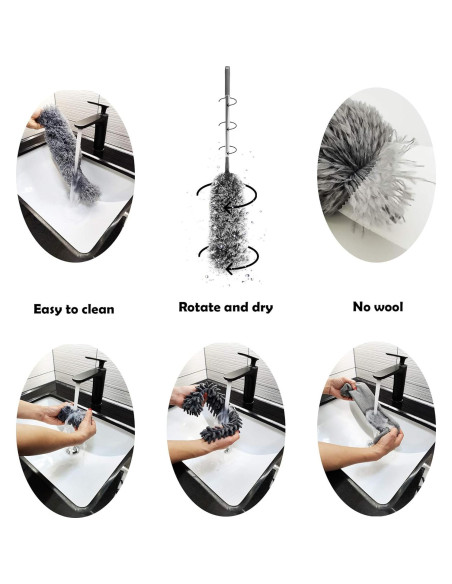 Kit de Plumero de Microfibra 5-en-1 BrilliantRay, Extensible 76-254 cm