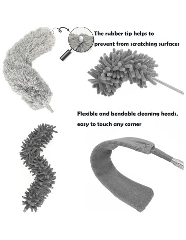 Kit de Plumero de Microfibra 5-en-1 BrilliantRay, Extensible 76-254 cm