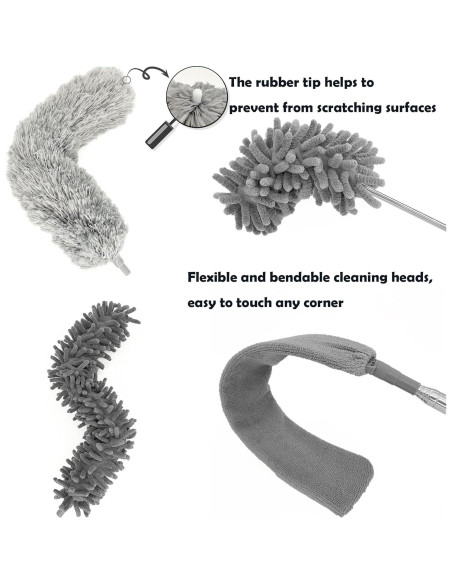 Kit de Plumero de Microfibra 5-en-1 BrilliantRay, Extensible 76-254 cm