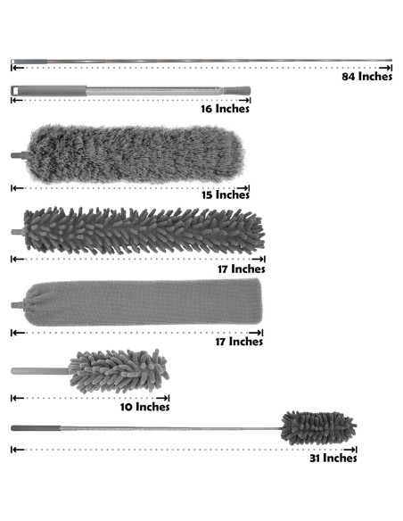 Kit de Plumero de Microfibra 5-en-1 BrilliantRay, Extensible 76-254 cm