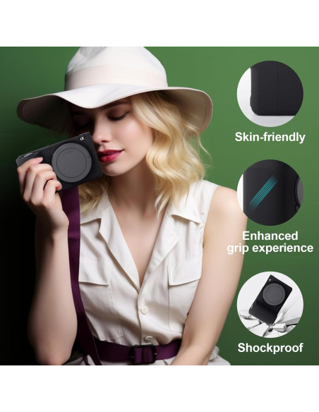 Funda de silicona VOVMOEYA para cámara Sony ZV-E10II + 2 protectores