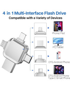 Unidad Flash 256GB LANSLSY 4 en 1 para iOS/Android/PC 2