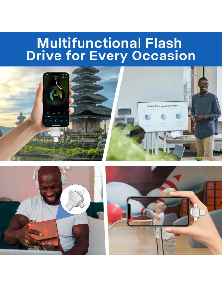 Unidad Flash 256GB LANSLSY 4 en 1 para iOS/Android/PC
