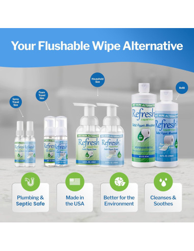 Toallita Líquida Refresh 50ml - Espuma para Papel Higiénico