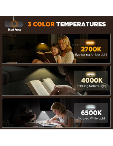 Luz de Libro TATAANTY Recargable LED 3 Modos de Color