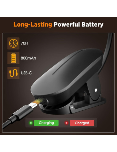 Luz de Libro TATAANTY Recargable LED 3 Modos de Color