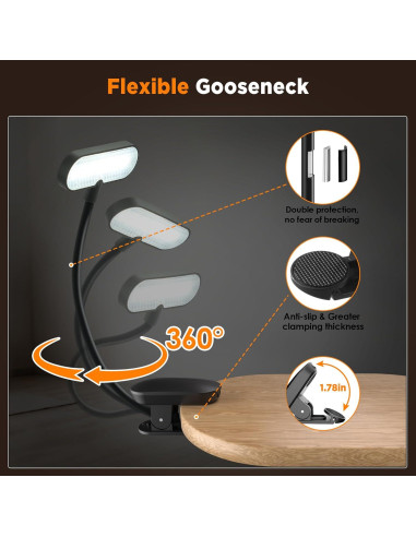 Luz de Libro TATAANTY Recargable LED 3 Modos de Color