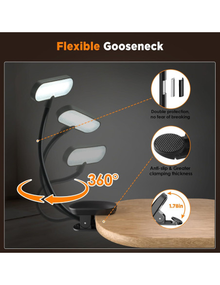 Luz de Libro TATAANTY Recargable LED 3 Modos de Color