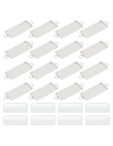 20 Sets Cabochones Pendientes UNICRAFTALE Acero Inoxidable 25x10mm