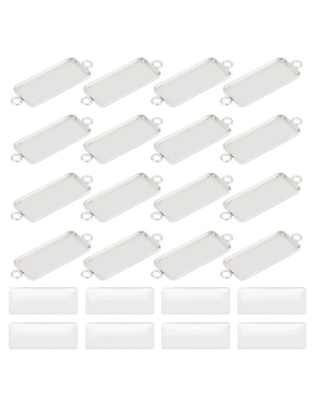 20 Sets Cabochones Pendientes UNICRAFTALE Acero Inoxidable 25x10mm