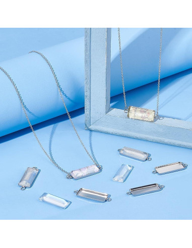 20 Sets Cabochones Pendientes UNICRAFTALE Acero Inoxidable 25x10mm