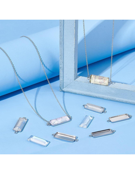 20 Sets Cabochones Pendientes UNICRAFTALE Acero Inoxidable 25x10mm