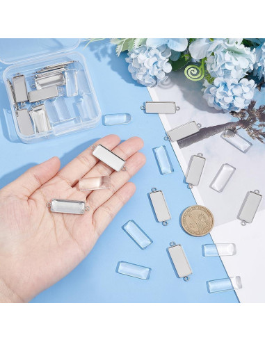 20 Sets Cabochones Pendientes UNICRAFTALE Acero Inoxidable 25x10mm