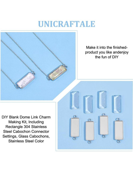 20 Sets Cabochones Pendientes UNICRAFTALE Acero Inoxidable 25x10mm