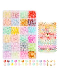 Kit de Perlas de Vidrio 760 Piezas MAKERSLAND 8mm 24 Colores