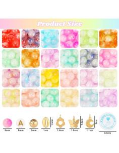 Kit de Perlas de Vidrio 760 Piezas MAKERSLAND 8mm 24 Colores 2