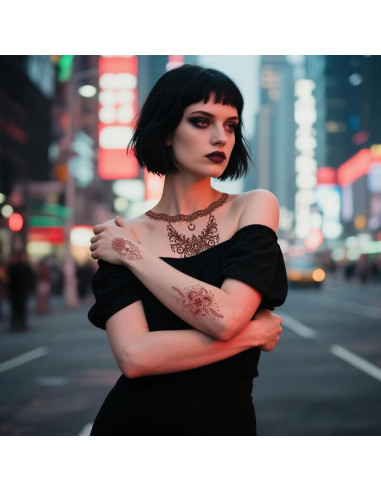 Kit de Tatuaje de Henna Marrón 20 Hojas Stickers Temporales