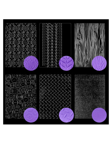 Ocmoiy 6 Tapetes de Fondant Texturizados para Pasteles 17.78x25.4cm